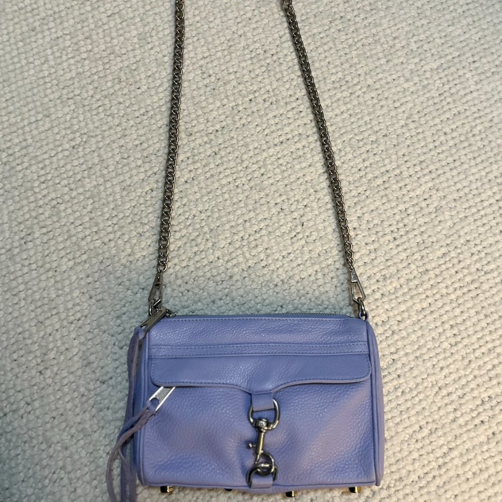 Rebecca Minkoff Mini Mac Bag in Color Periwinkle 100% Leather EUC